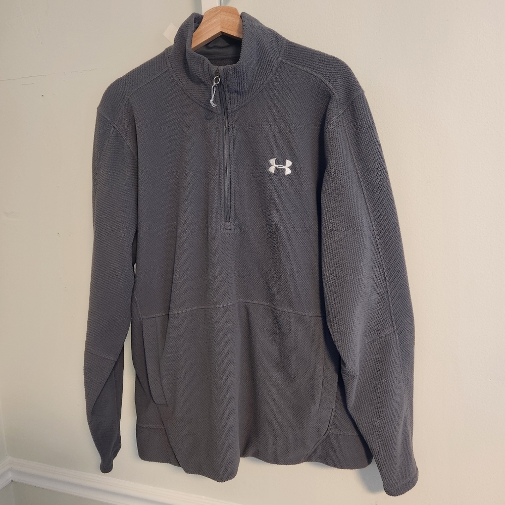 Under Armour Men's XL Waffle Fleece 1/4 Zip Gray‎ Pullover Like New